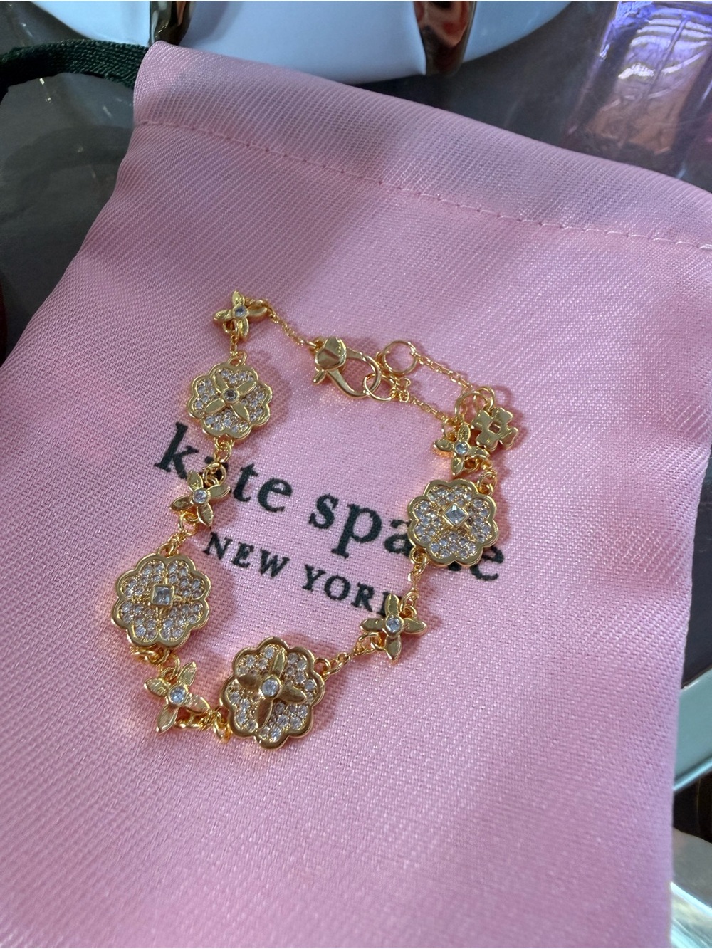 kate spade New York Gold Floral Crystal Bracelet